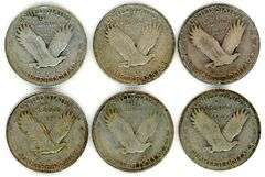 6 Assorted Standing Liberty Quarters