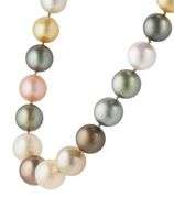 11.0MM South Sea Multi Color Pearl and 0.10ctw Diamond Strand Necklace in 14K