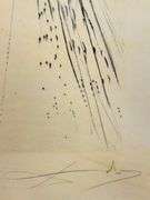 Rare Salvador Dali Pencil Signed Etching on Parchment Paper from 'Roi je t'attends à Babylone' suite