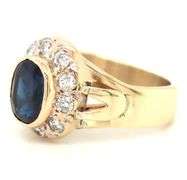 Traditional 14K YG Sapphire & Diamond Ring
