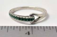Green Cz Band Ring in Sterling Silver