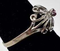 Cute Ornate Ring with Pink Gemstone in Sterling Silver