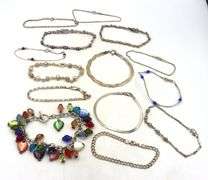 Group lot of 14 vintage 925 sterling silver bracelets