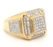 Flashy Man's 10K YG Diamond Cluster Ring