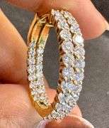 14K Yellow Gold Lab Diamond Hoops