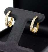 14kt Yellow gold CZ loop hoop earrings