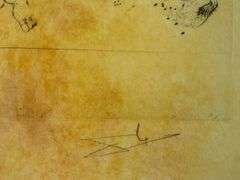 Rare Salvador Dali Pencil Signed Etching on Parchment Paper from 'Roi je t'attends à Babylone' suite