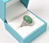 Breathtaking 7.50CTS Natural Cabochon-Cut Emerald & Sapphire Gemstone Ring on Sterling Silver