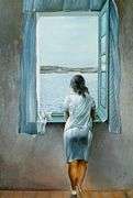 Vintage Salvador Dali, Girl Standing at the Window