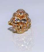 18 Kt Yellow Gold Plate Lab Simulated Orange Sapphire 4 Piece Jewelry Set