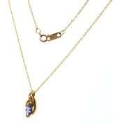 10kt Yellow gold Tanzanite pendant on chain necklace with matching earrings