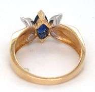 14kt Yellow gold marquise blue sapphire and white sapphire cocktail ring