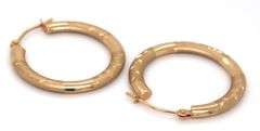 14kt Yellow gold diamond cut hoop earrings