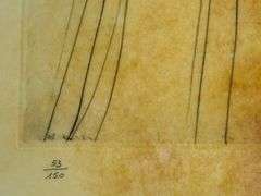 Rare Salvador Dali Pencil Signed Etching on Parchment Paper from 'Roi je t'attends à Babylone' suite
