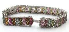 Mesmerizing 24.90CTW Pear Shaped Faceted Multi-Color Tourmaline & 2.15CTW Diamond Bracelet in 14K Wh