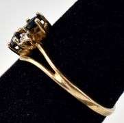 Pretty 10K Yellow Gold Blue Sapphire Gemstone and Diamond Ring