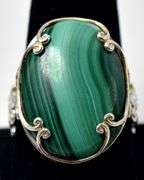Vintage Malachite Ring in Sterling Silver