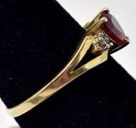 Loving 10K Yellow Gold Red Garnet and Diamond Ring