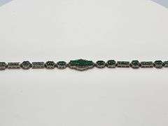 Elegant over 6.88ct Natural Colombian Emerald design and 1.66 ct diamond Bracelet-  in Sterling Silv