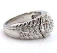10kt White gold 0.50ctw diamond cluster Rolex style ring