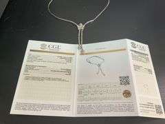 CERTIFIED 18K WHITE GOLD DIMOND HANGING NECKLACE