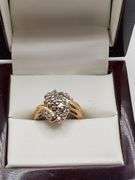 Absolutely gorgeous 14k yellow gold and diamond cluster ring