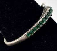 Green Cz Band Ring in Sterling Silver