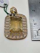 Massive 76.0ct Lemon-Cut Natural Quartz Pendant with Diamond Accents in Sterling Silver