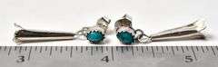 Turquoise Gemstone Squash Blossom Earrings in Sterling Silver