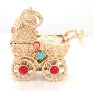 14kt Yellow gold Fancy Pram charm pendant