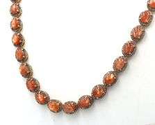 Enchanting 20.50CTW Oval Cabochon-Cut Sunstone Gemstone & 3.60CTW Diamond Tennis Necklace in 14K Yel