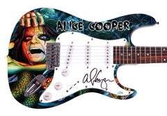 Alice Cooper Autographed Signed Graphics Photo Guitar ACOA