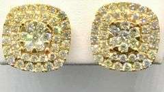 14K Yellow Gold Round Brilliant Cut Diamond Cluster Earring
