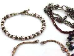 Group lot of 4 vintage 925 sterling silver beaded bracelets