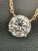BRAND NEW 14K WHITE GOLD DIAMOND SOLITAIRE CHAIN AND PENDNANT