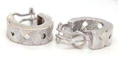 14kt White gold woven wide hoop earrings