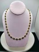 18" Necklace with 37 Natural Emerald, Diamond Accents in Sterling Silver