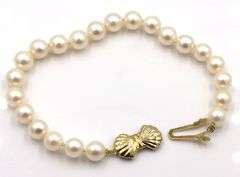 Blue Lagoon 7x6.5mm pearl bracelet in 14kt yellow gold