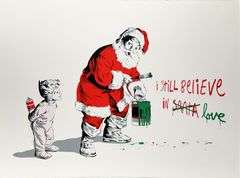 Highly Collectible Mr. Brainwash Screenprint Signed I Still Believe in Love with Thumbprint