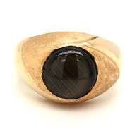Estate 14K YG Man's Black Star Sapphire Ring