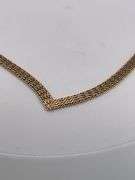 14K YELLOW GOLD CHEVRON MESH NECKLACE