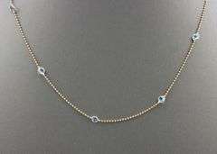 14kt Yellow gold blue topaz by yard necklace