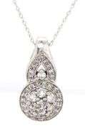 10kt White gold 0.85ctw diamond cluster pendant on chain