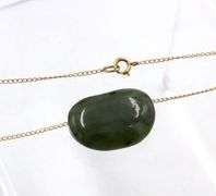 Vintage Yellow gold green Jade bean necklace