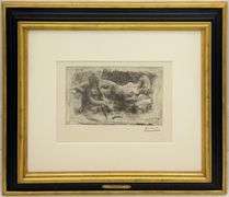 Rare Pablo Picasso Drypoint Etching Stamped Signature, 1942