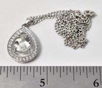 Aquamarine and CZ Gemstone Pendant Necklace in Sterling Silver