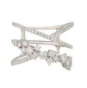 New 0.84ctw Diamond Triple Row Crossover Ring in 14K