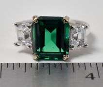 Octagon Cut Green Gemstone with White Accents in Sterling Silver