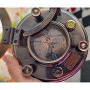 Brass Sundial Compass Nautical Clock with Rosewood Case