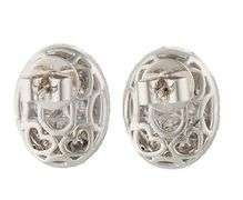 New 1.77ctw White and Black Diamond Frame Oval Stud Earrings in 18K